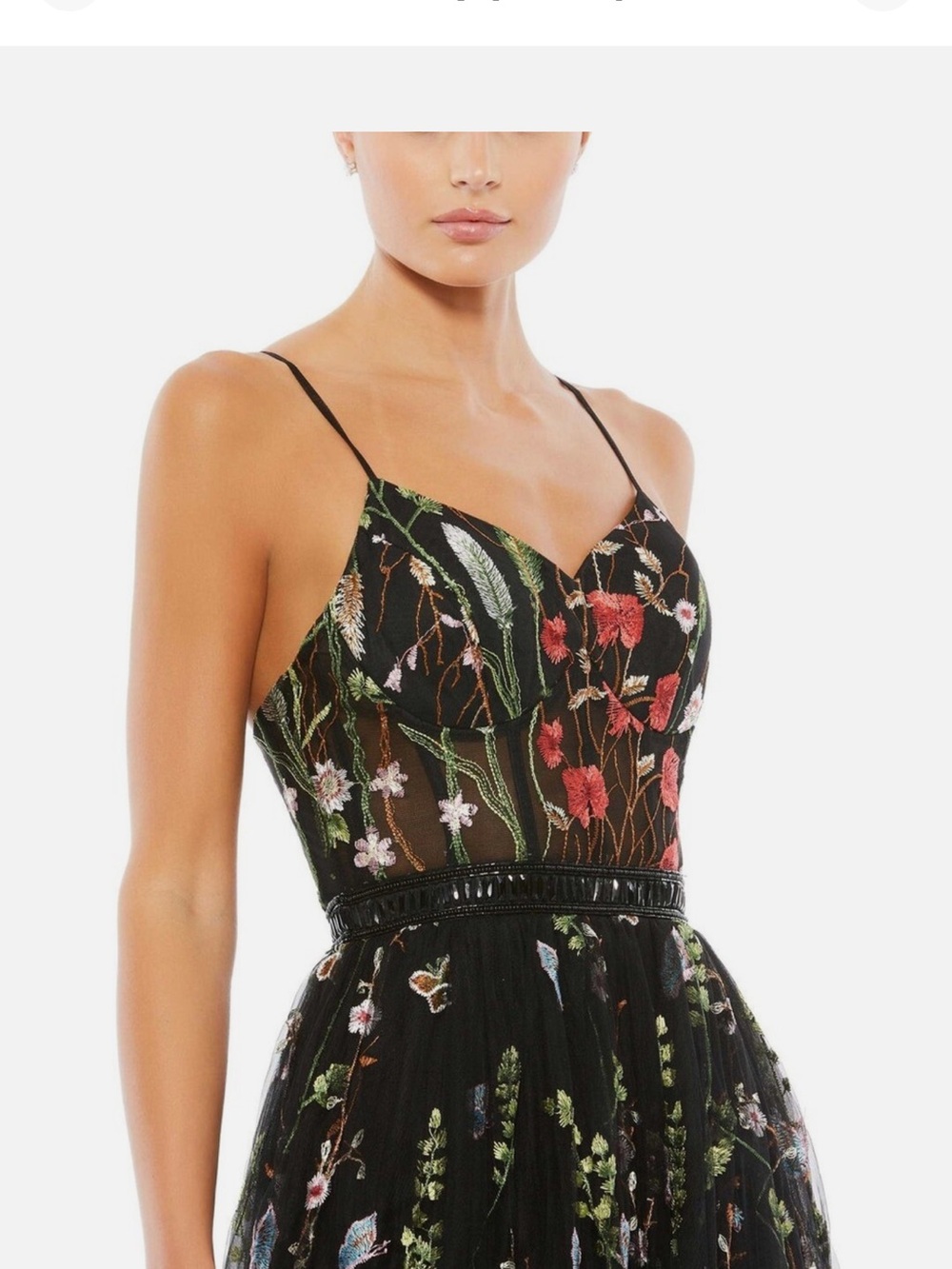 Mac Duggal Black Floral-Embroidered Sweetheart Sleeveless Bustier Gown 16 - Picture 4 of 10